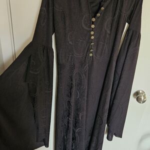 Elegant Gothic Black Bell Sleeve Dress